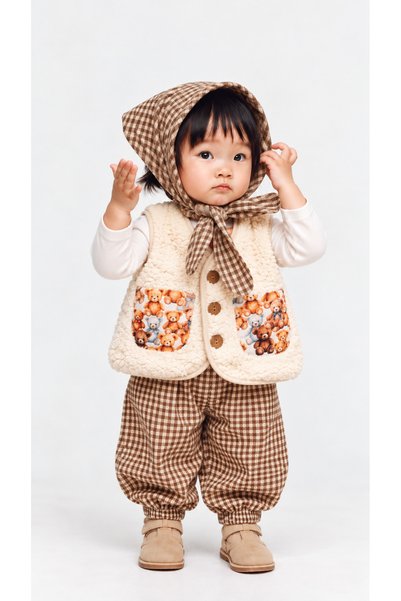Dadamama UNISEX ÇOCUK BASKILI WELSOFT ASTARLI YELEK + BEZ ÇANTA