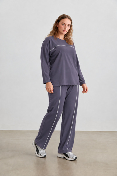 Mivoon Oşho Style Modal Single Jersey Ribbed Long Sleeve 2-Piece Bottom and T...