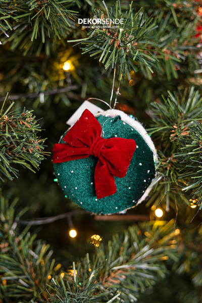 Dekorsende Christmas Tree Ornament Macaron Velvet Green 10 cm