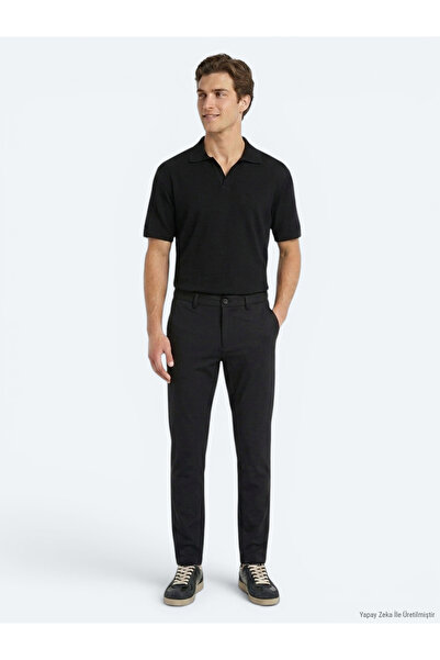 Kip Black Striped Polo Collar 100% Cotton T-Shirt