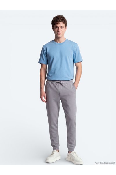 Kip Mavi Düz T-Shirt