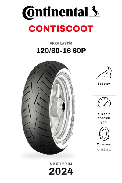 Continental ContiScoot 120/80-16 60P Arka Motosiklet Lastiği (2024)