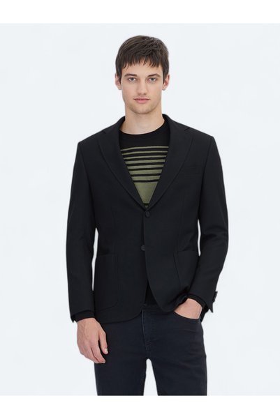 Kip Black Patterned Jacket