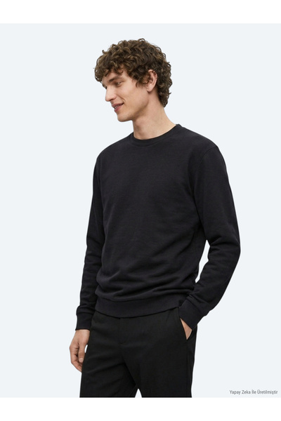 Kip Siyah Düz Sweatshirt