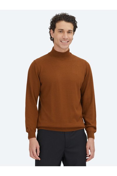 Kip Camel Hair Half Turtleneck Solid Knit Wool Blended Sweater Sweater