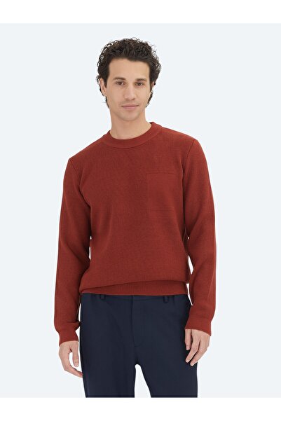 Kip Pulover Kiremit guler rotund Jacquard Tricot