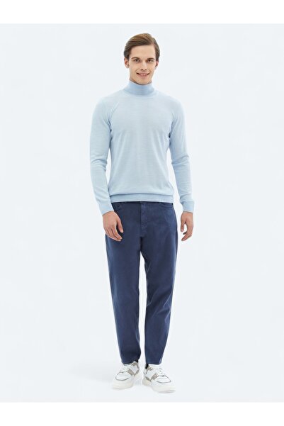 Kip İndigo Dokuma Carrot Fit Casual Pamuk Karışımlı Pantolon