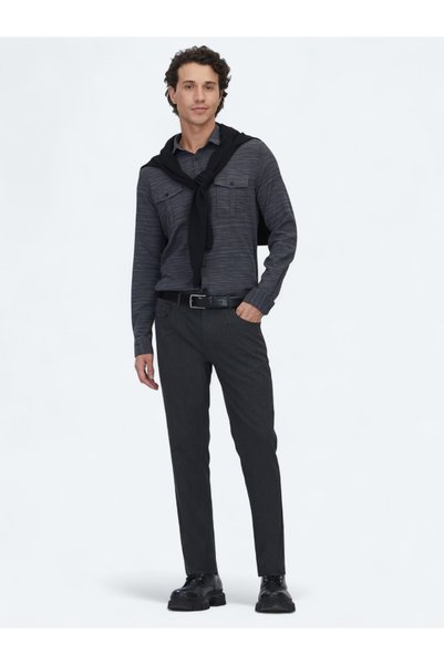 Kip Antrasit Dokuma Slim Fit Casual Pantolon