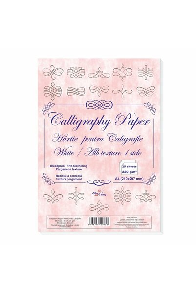 Libra White calligraphy paper, textured surface 25 sheets 220g