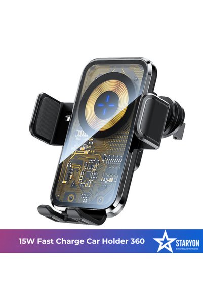 Staryon Incarcator Auto Wireless Qi Pana La 15W, X11 CyberPunk, Suport Telefo...