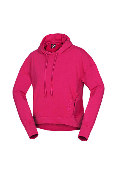 NORTHFINDER Hanorac oversize din bumbac cu gluga dama Gwen cherry