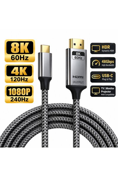 Staryon Cablu USB-C Tip-C la HDMI 2.1 8K 60Hz 4K 120Hz 1080P 240Hz Staryon, H...