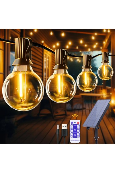 Staryon Ghirlanda solara decorativa exterior 17.25m, 45 becuri LED G40 + 1 re...
