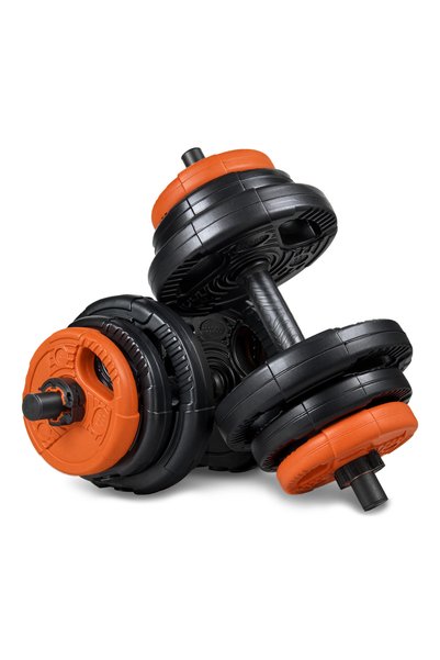 ECG Spor Yıldız Serisi 22 Kg Multifonksiyonel Turuncu Siyah Halter Seti Ve Dambıl Seti
