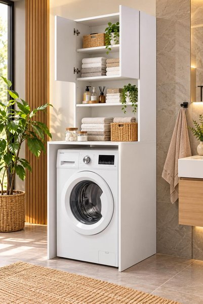 VİTTALİA Çamaşır Makinesi Üstü Banyo Dolabı ve Düzenleyici Raflı Çok Amaçlı B...
