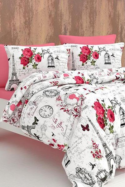 TOFİSA Fusya Single Duvet Cover Set - 22593-Fusya