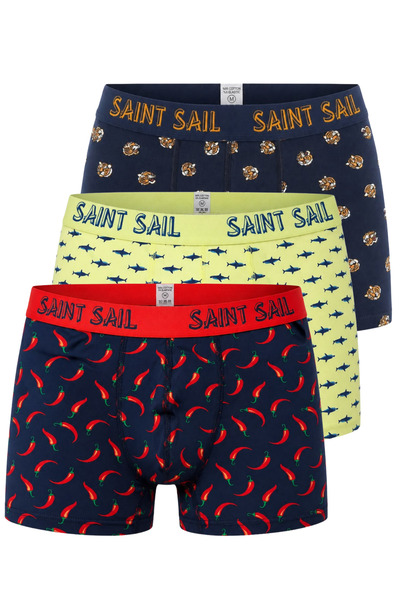 Saint Sail Set de 3 boxeri pentru bărbați, cu țesătură flexibilă din bumbac ș...
