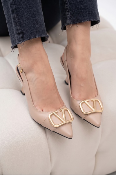 NOVELLAM SHOES Women's Sante Beige Leather Classic Heeled Shoes