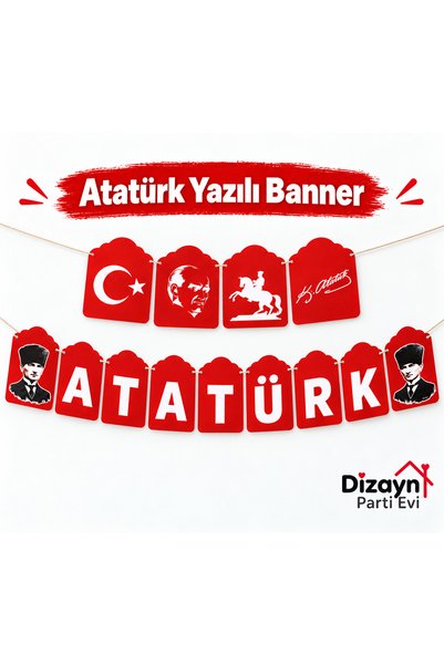 Dizayn Parti Evi 29 Ekim Atatürk - Bayrak Yazılı Banner – Kırmızı Cumhuriyet ...