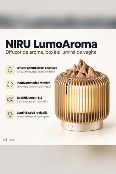 Niru Difuzor de arome cu boxă și lumină de veghe – LumoAroma