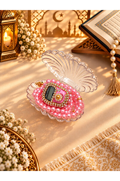 LenaToptan Pink stone zikimatic and pearl tasbih set in oyster box