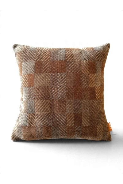 THE KUN Brown Gray Chenille Geometric Patterned Decorative Throw Pillow Cover