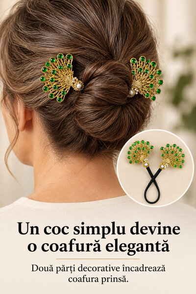 OEM Set de 2 agrafe pentru coafuri elegante, verde și albastru
