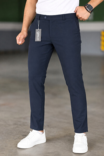 Geco Pantaloni bărbătești din lycra flexibilă, bleumarin închis, de calitate,...