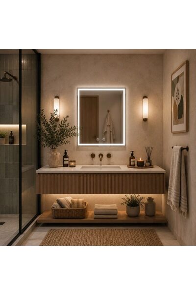 Flippy WAMOSK LED Mirror, 60x80cm, White, Sensor, Light 3000K, 4000K, 6000K, ...