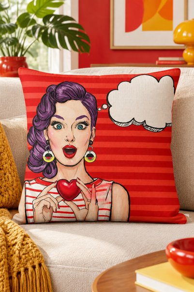 LadiesHome Pop Art Themed Colorful Decorative Double-Sided Printed 4-Piece Throw Pillow Cover