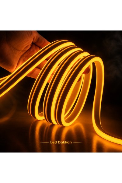 06gemlight 2 Metre 220 Volt Neon LED Amber Tak Çalıştır Esnek Şerit Neon LED ...