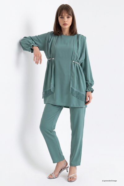 InStyle Detalj rese Sa kamenčićima Krep set - menta