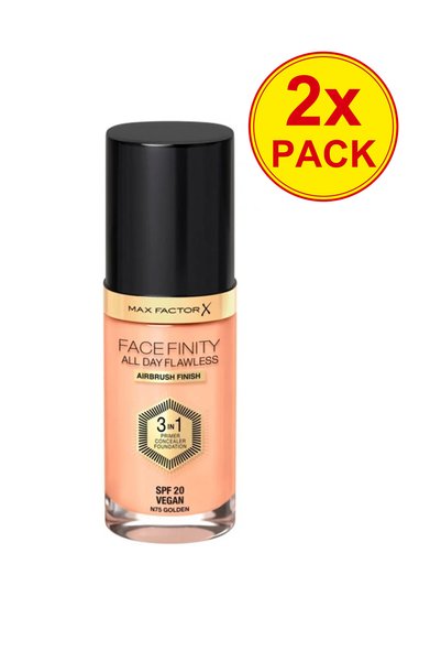 Max Factor Двоен пакет Facefinity 3в1 Праймър, Коректор и Фон дьо тен 75-Злат...