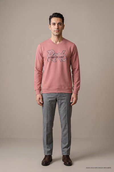 Maccali Men's Casual Crew Neck Comfortable Powder Printed Sweatshirt