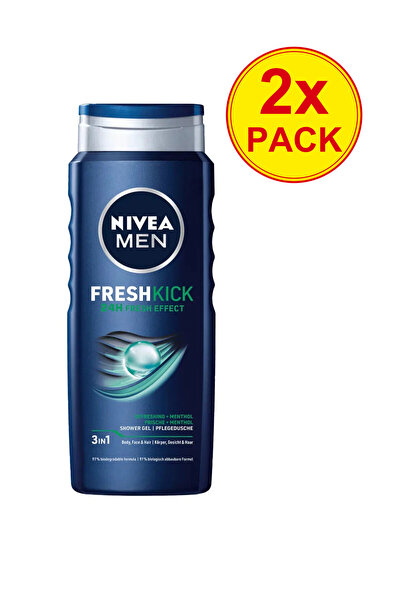 NIVEA Διπλή συσκευασία Ανδρικό Αφρόλουτρο Fresh Kick, με Μέντα, 500 ml
