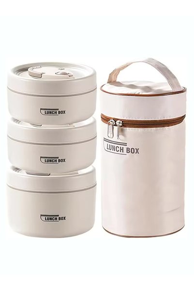 choice2 Apricot-3 layer-bag 4pcs Portable Insulated Food Lunch Container Set ...