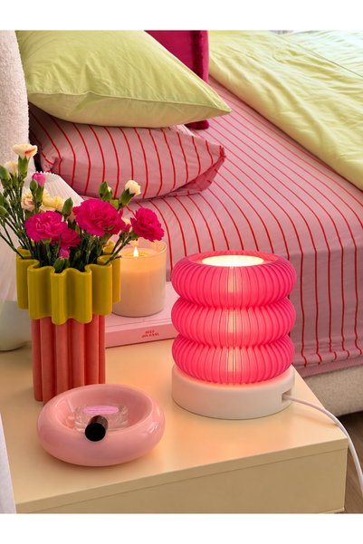 happy jojo Lari -Dekoratif LED Gece Lambası Pembe Modern Tasarım USB Girişli ...