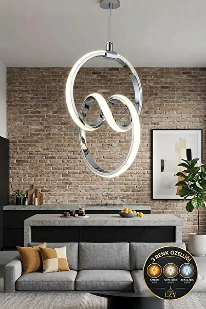 Lzy Avize Store 3 Renkli Signature Krom Sarkıt Avize Modern Salon, Mutfak, Ço...