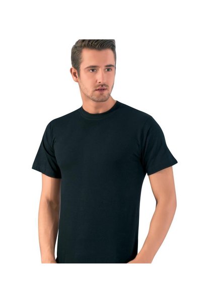 Generic Brand Lux Drm Men's Black Combed Cotton Crew Neck Short Sleeve Unders...