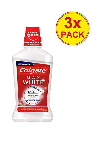 Colgate Pachet de 3 apă de gură Max White cu efect de albire, 500 ml