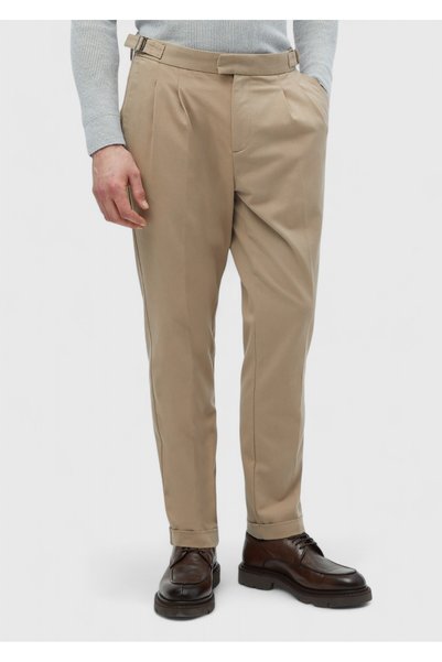Ramsey Pantaloni casual din amestec de bumbac, cu țesătură dreaptă, din păr de cămilă
