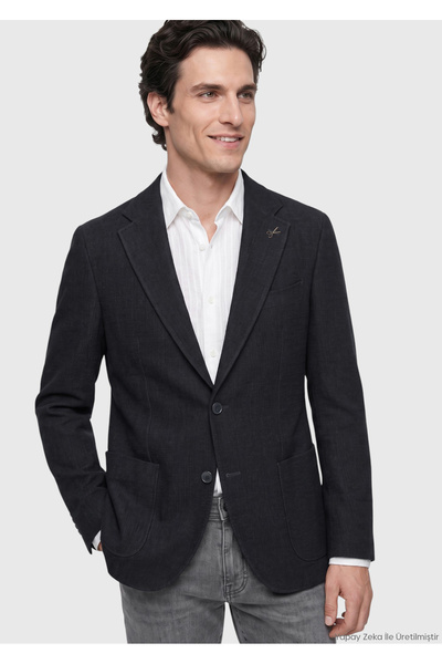 Ramsey Black Shirt Shoulder Slim Fit Wool Blend Jacket