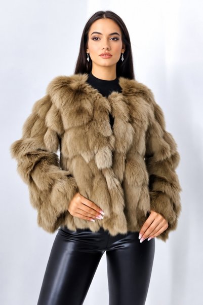 FashionForYou Blana naturala de vulpe Sidonia, cu prindere pe interior, Maro