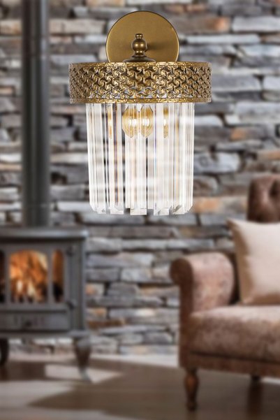 Begüsa Citrus Wall Sconce Antique, Modern Wall Sconce with Lux Crystal Stone, Decorative Wall Lighting, Corridor and Hallway Lighting, Entrance Sconce