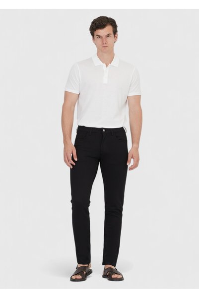 Ramsey Μαύρο Slim Fit Casual πλεκτό παντελόνι