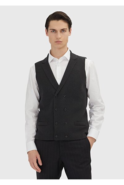 Ramsey Anthracite Plain Knitted Knitwear Vest