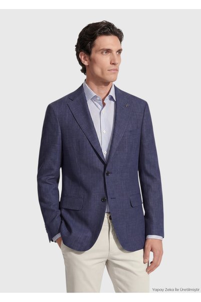 Ramsey İndigo Regular Fit İpek Karışımlı Ceket