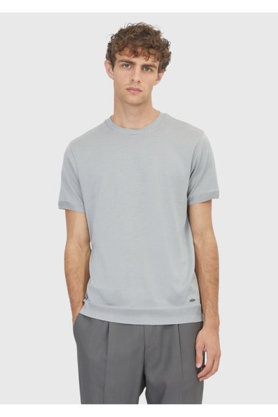 Ramsey Ανοιχτό Γκρι Απλό 100% Βαμβακερό Μπλουζάκι Βαμβάκι