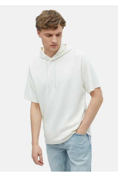 Ramsey Ecru Hooded Plain Sweatshirt