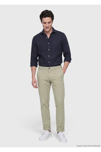 Ramsey Light Khaki Plain Woven Jogging Fit Casual Cotton Blend Trousers